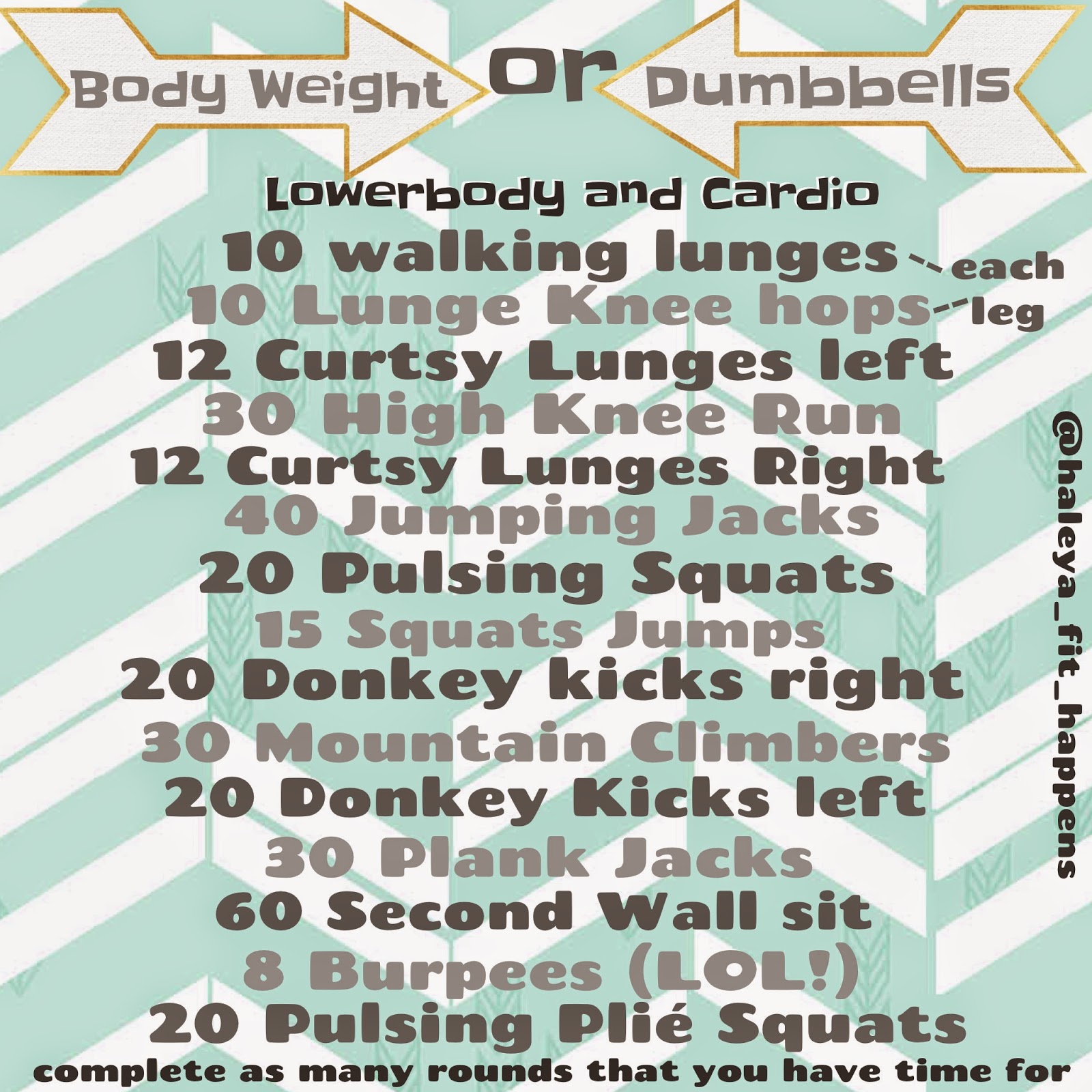 Fit Happens Body Weight or Dumbbells + Cardio