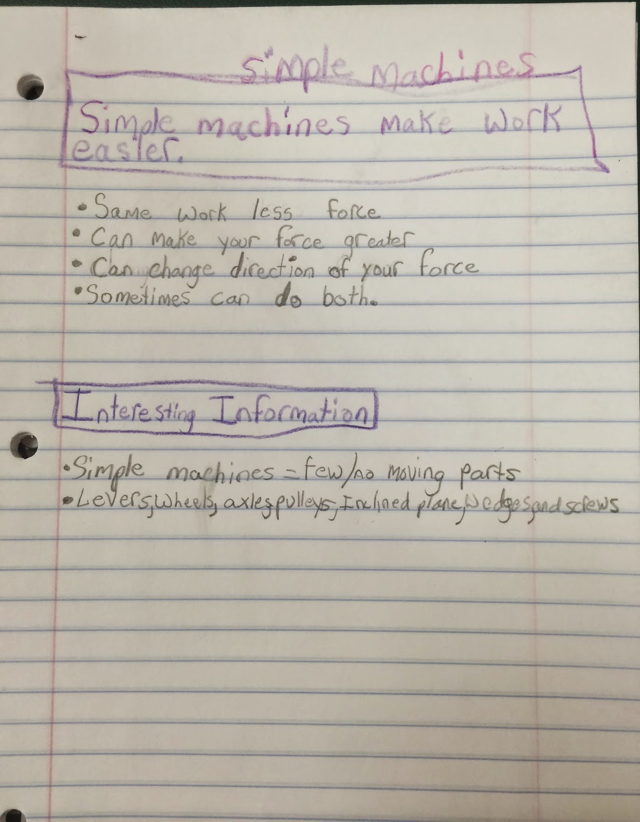 Creative Connections in the Classroom Simple Machines and Main Idea