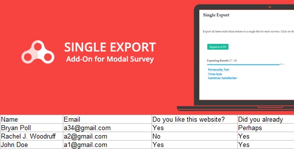 Modal Survey Single Export Add-on
