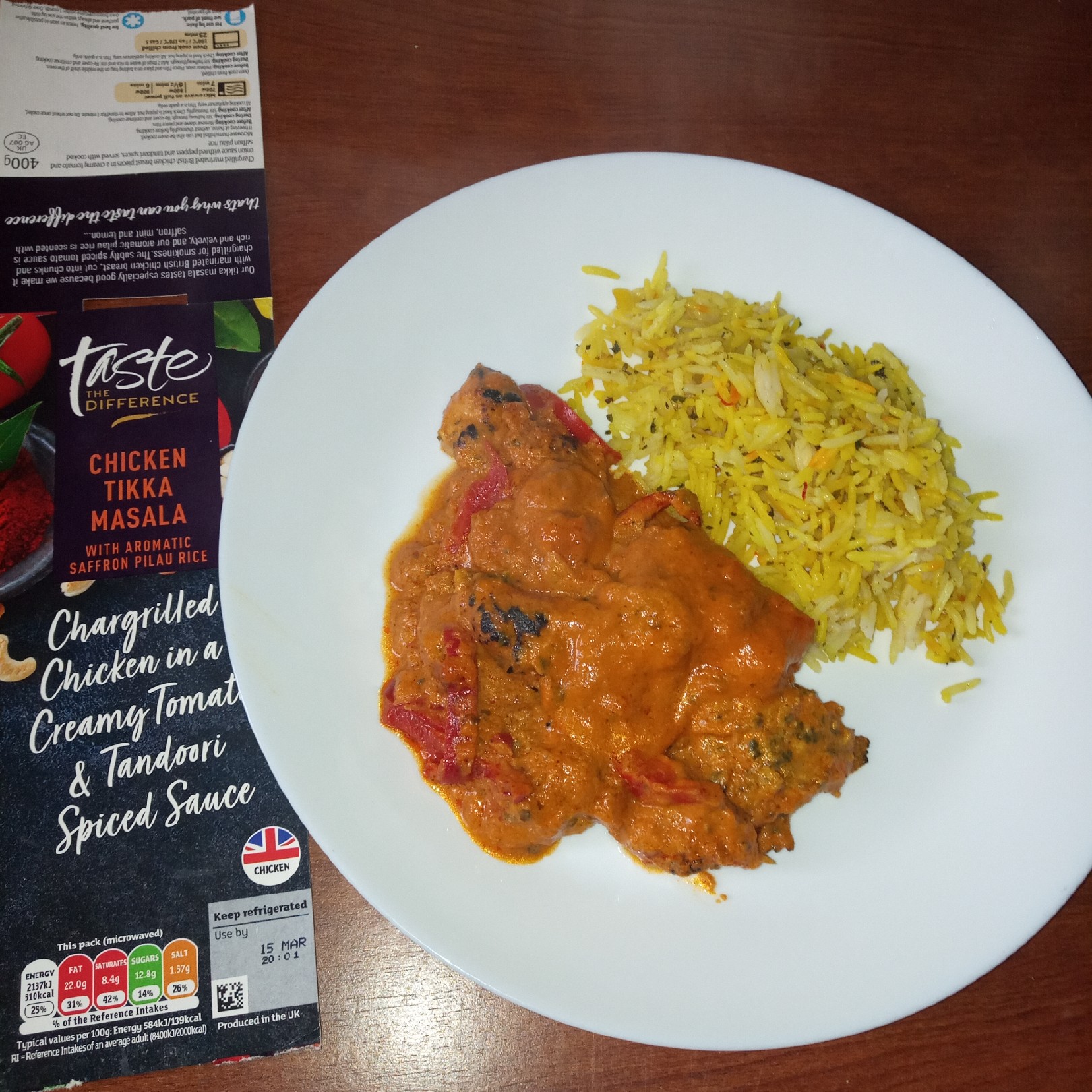 Supersupergirl's Food Reviews Sainsbury's Taste the difference Chicken Tikka Masala with Pilau Rice
