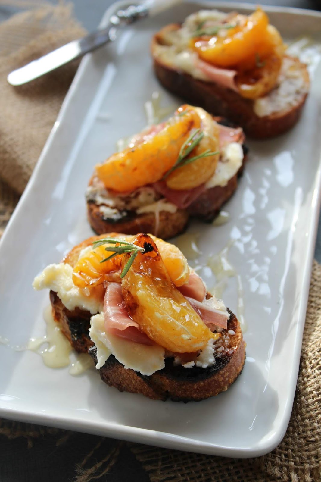 Authentic Suburban Gourmet Grilled Honey Glazed Tangerine & Prosciutto