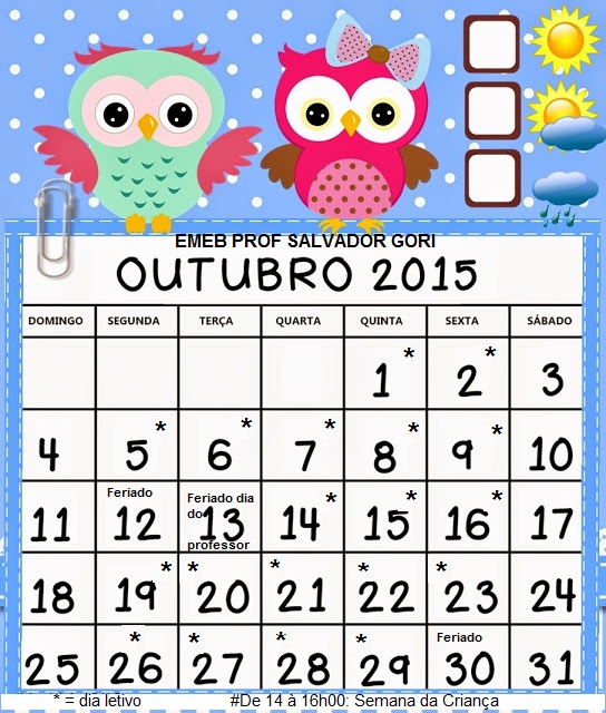 EMEB Profº Salvador Gori Calendário de