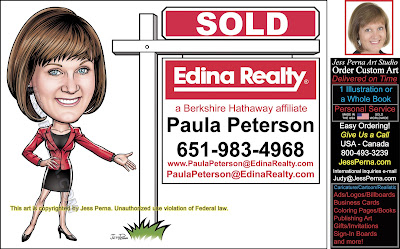 Edina Realty Sold Sign Business Card Caricature