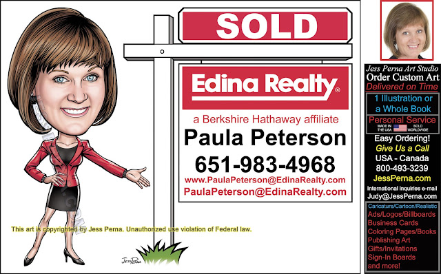Edina Realty Sold Sign Business Card Caricature