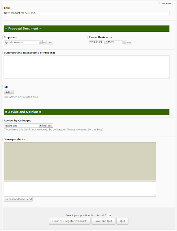 Workflow Sample: Standardization on 'Proposal Creation' in Workflow