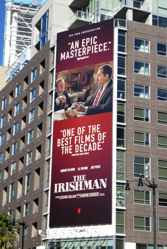 The Irishman One of the best films of the decade billboard Vine Street Irishman One of best films decade billboard