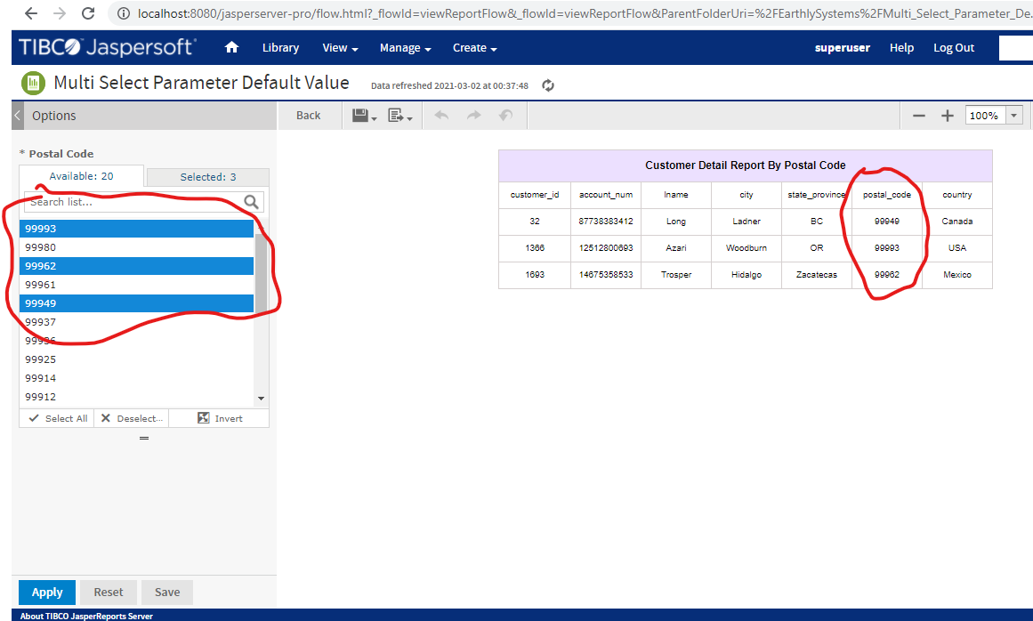 Revisit Tip Multi Select Parameter Example in Jaspersoft Design