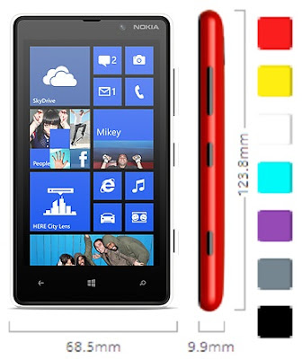 Nokia Lumia 820 - Global - Available in Black, Gray, Red, Yellow, White, Blue, Violet