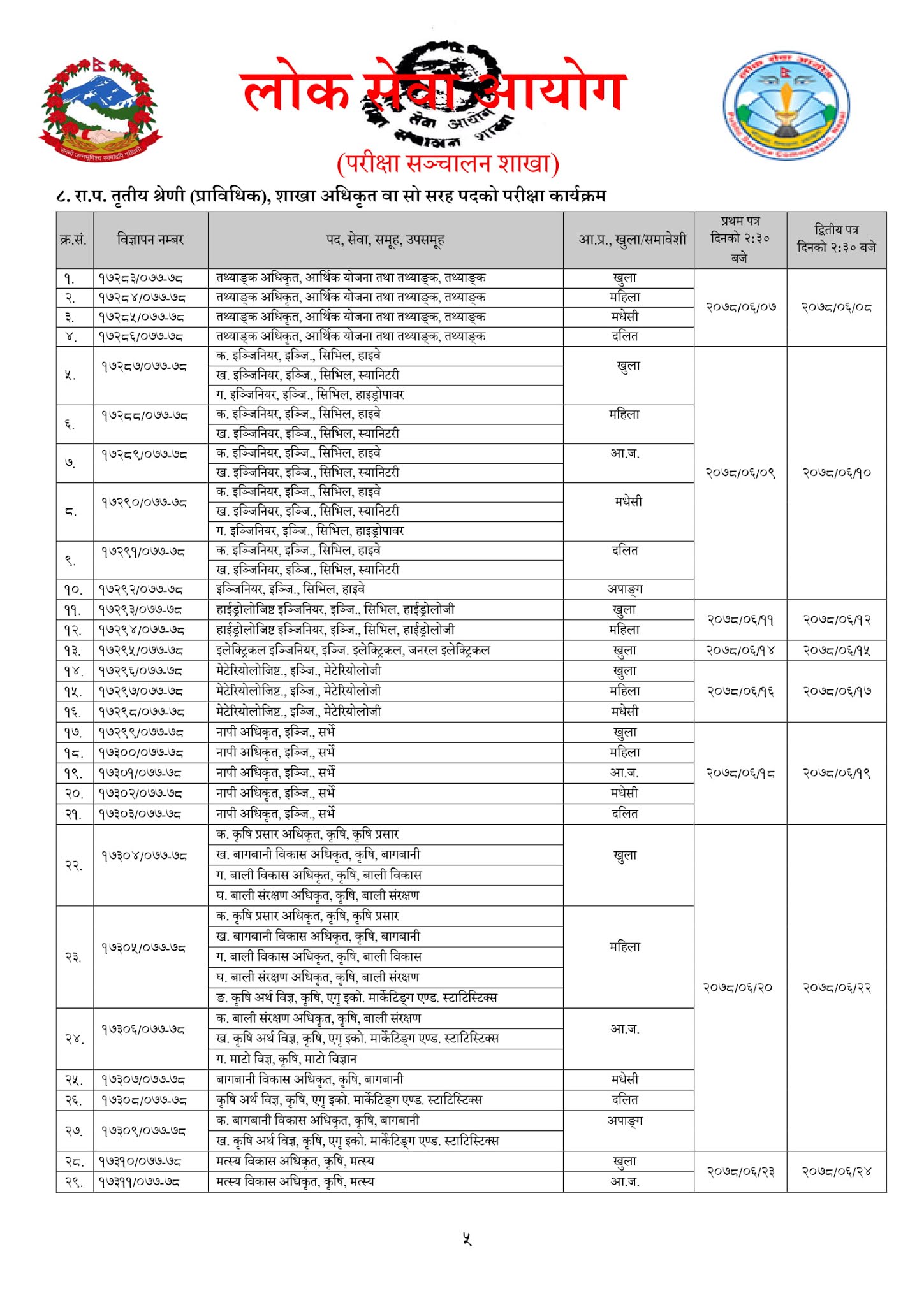 Lok Sewa Aayog Published Exam Schedule Before Dashain