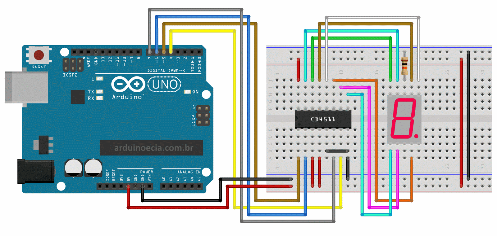 CD4511 com Arduino e display 7 segmentos - Arduino e Cia