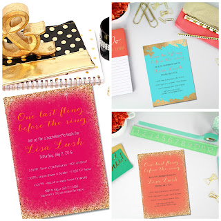  Printable gold glitter and gold foil bachelorette invitations