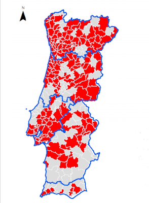 ポルトガル、191自治体分布図