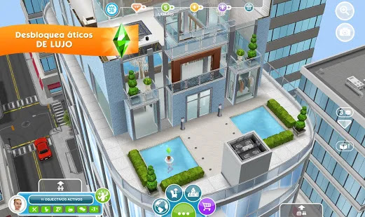 De los creadores de LOS SIMS™, ¡llega una experiencia Sims completa Móvil! ¡Acrecienta la Ciudad Sim para ampliar tu comunidad Sim y crea una ciudad completa con tu propio estilo, personajes y sueños! Completa objetivos para conseguir Simoleones y recoge recompensas a lo largo del camino