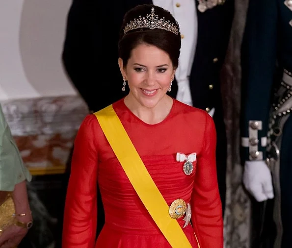 Crown Princess Mary of Denmark attend a State Banquet at Fredensborg Palace