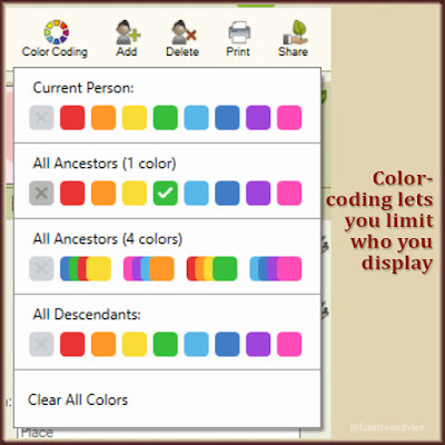 Color-coding lets you limit who you display.