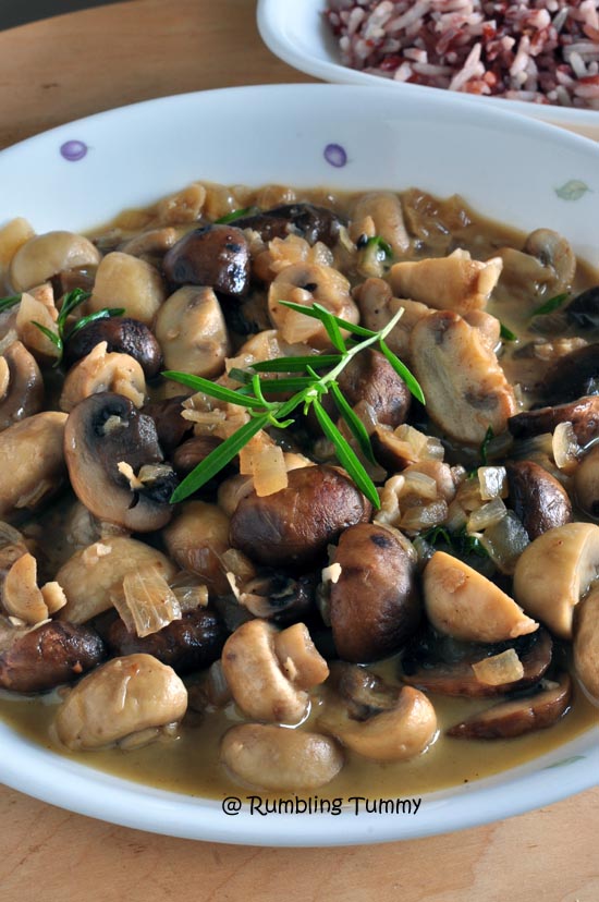 Rumbling Tummy Mushroom in white wine sauce