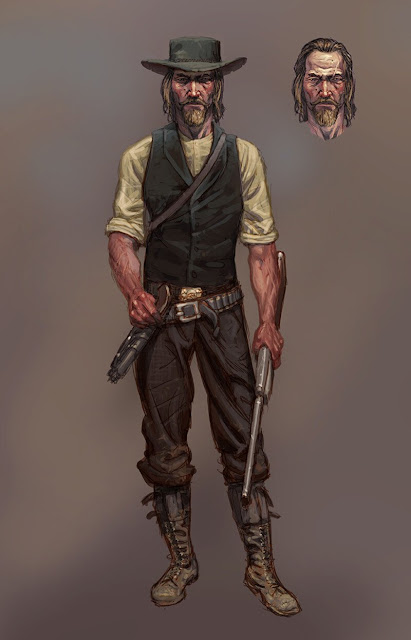 هكذا كان يبدو أول تصميم لشخصية Arthur Morgan بطل لعبة Red Dead Redemption 2