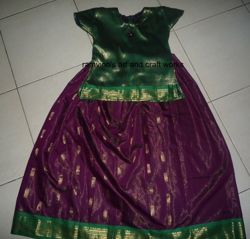 Innovative art and craft works: Pavada(long skirt) with Blouse