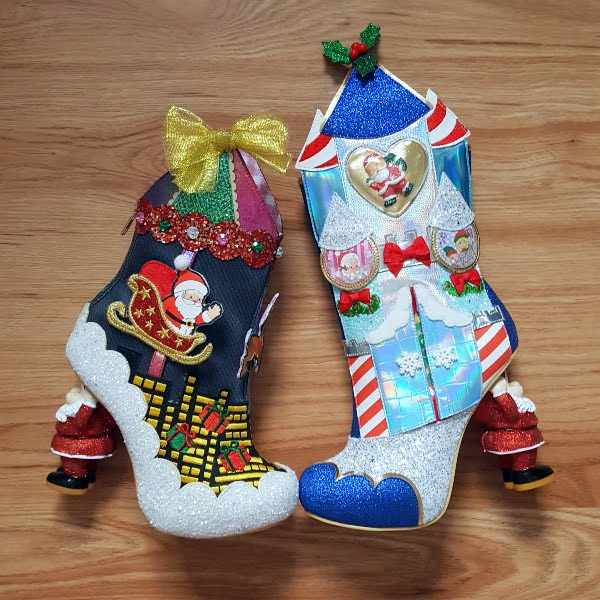 side by side comparison of Irregular Choice Sleigh Ride and Santas Workshop