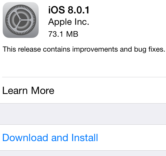 Apple iOS 8.0.1 (12A402) Firmware Update