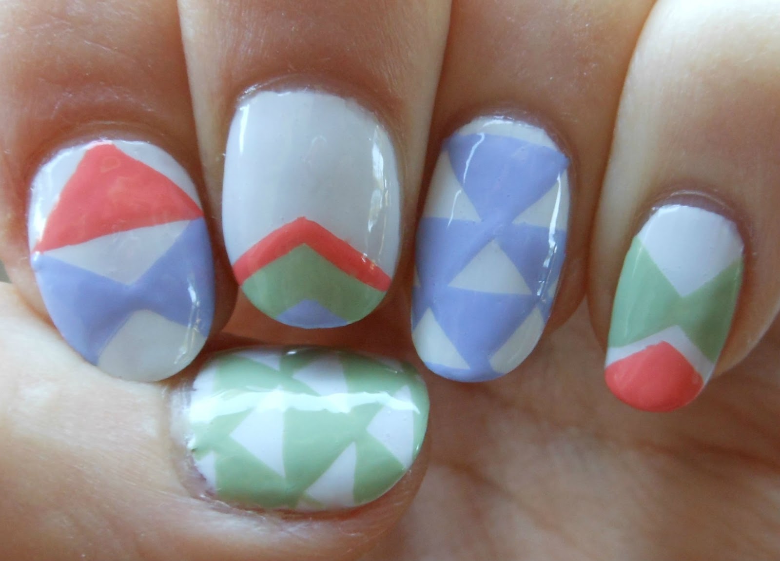 Multi Colored Triangle Nail Art - wide 1