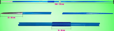 Ukuran tongkat lempar lembing Laki-laki