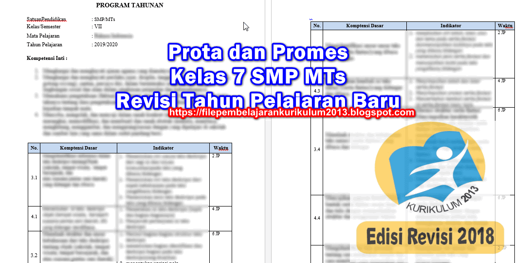Prota Promes Kelas 7 Bahasa Sunda Semester 1 dan 2 Revisi