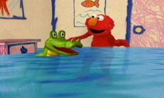 The crocodile's tears fill the room with water, so Elmo now has to swim. Elmo's World Eyes Elmo's Question