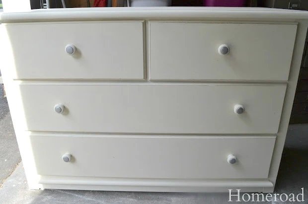 Beautiful White dresser after removing old veneer