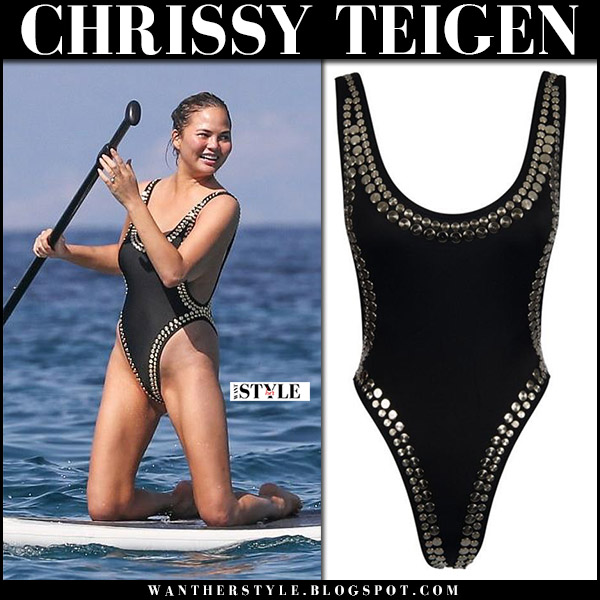 black studded swimsuit