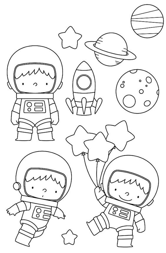 Menino em traje de astronauta, página de desenho para colorir para crianças