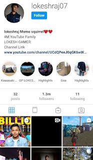 Lokesh Gamer Instagram Profile