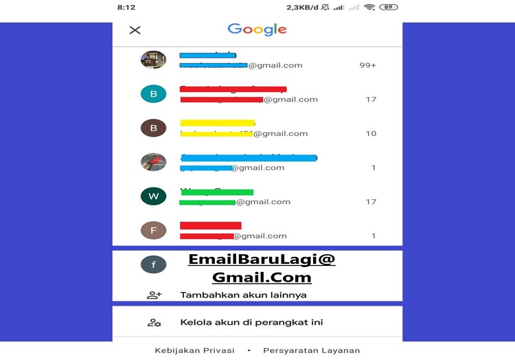 Contoh Cara Membuat Email Baru di Hp Yang Sudah Ada Emailnya - Cara