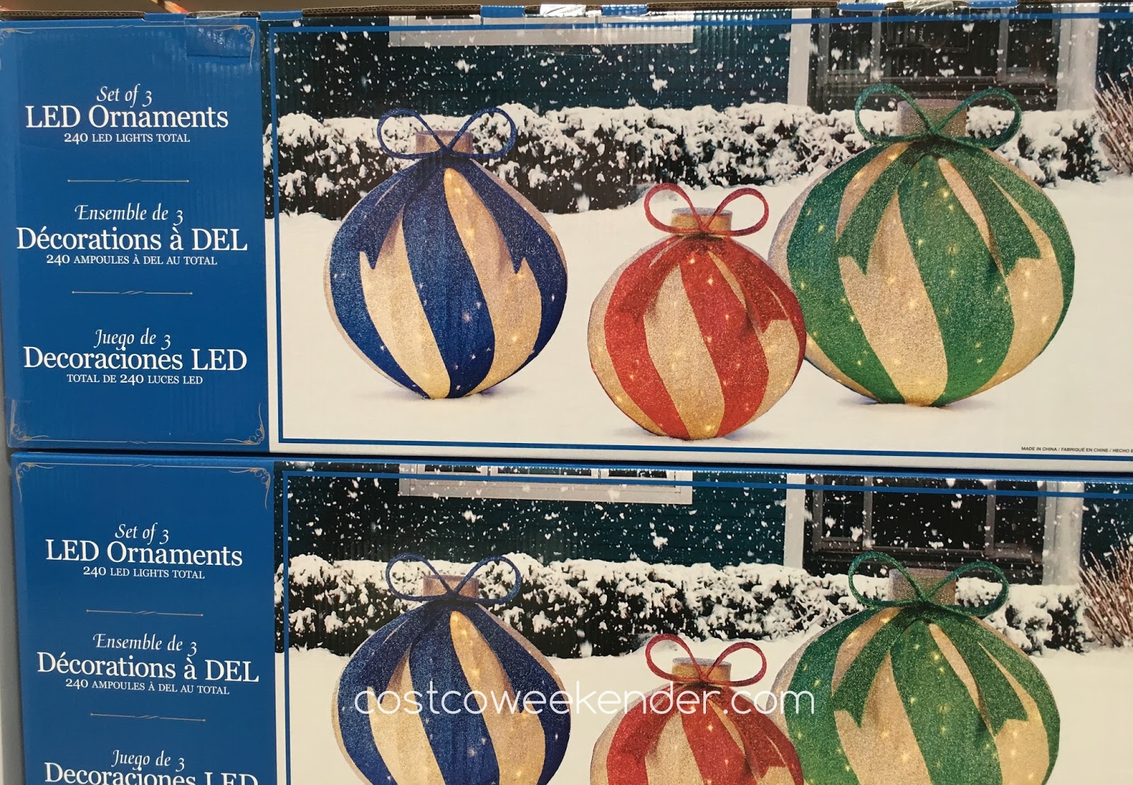 Set of 3 Oversized LED Ornaments Costco Weekender