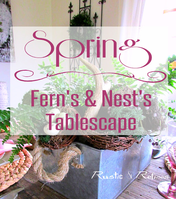 Tablescape inspiration for spring using rustic decor and a fresh spring color palette