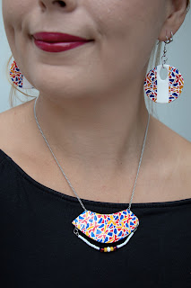 collier plastron canne mosaïque pâte polymère Stenna Bijoux