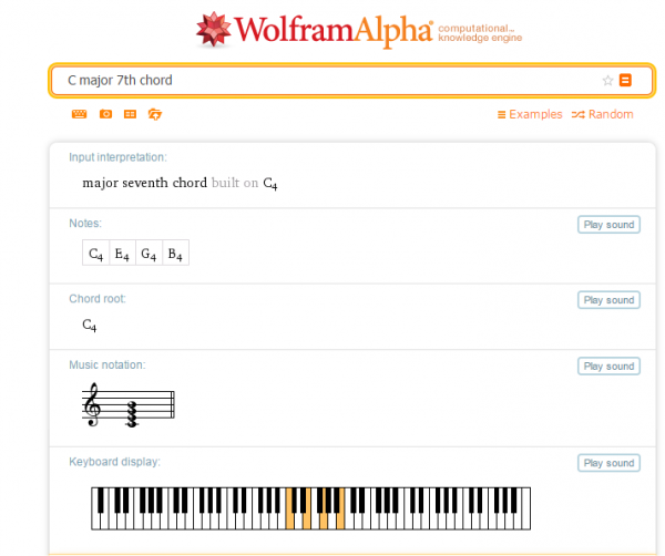 Знать о музыке Wolfram Alpha