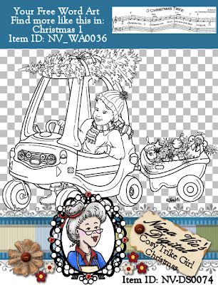 Christmas Cosy Trike GIRL digital stamp