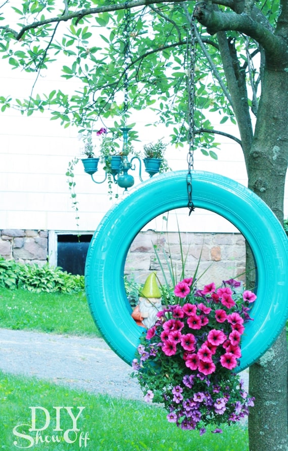 Make a DIY Painted Tire Planter from Old Tires Creative Green Living