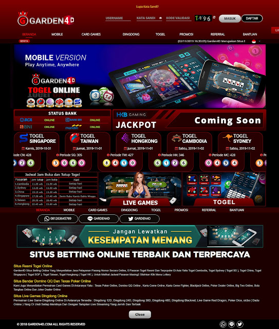 DAFTAR BANDAR TOGEL TERPERCAYA Togel Online Garden4D