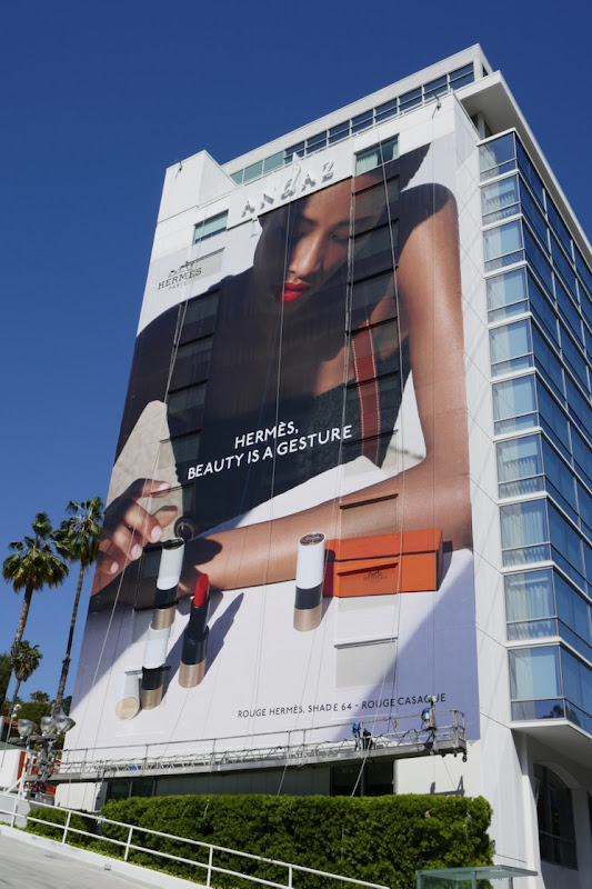 Giant Hermès, Beauty is a gesture billboard Sunset Strip Giant Hermes Beauty is a gesture billboard