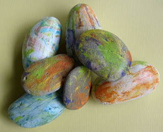painted rocks, shaving cream, acrylic paint