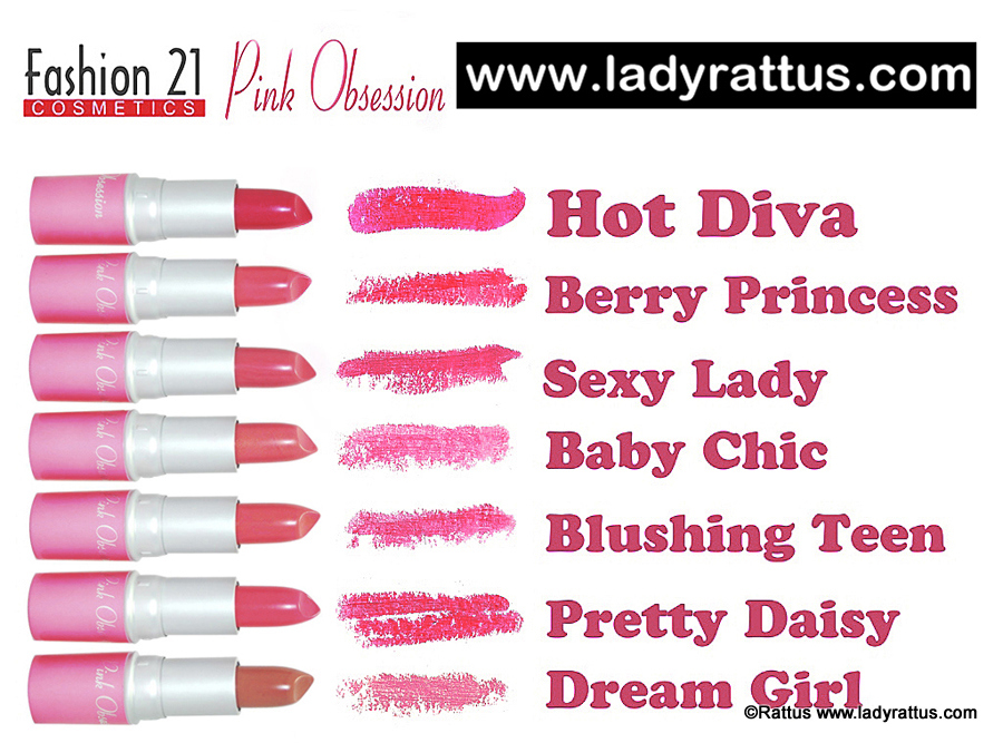 Fashion 21 Pink Obsession Lipstick, Dream Girl, Hot Diva