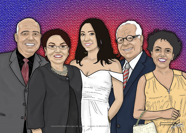 Família na arte digital do Desenhista Marcelo Lopes de Lopes