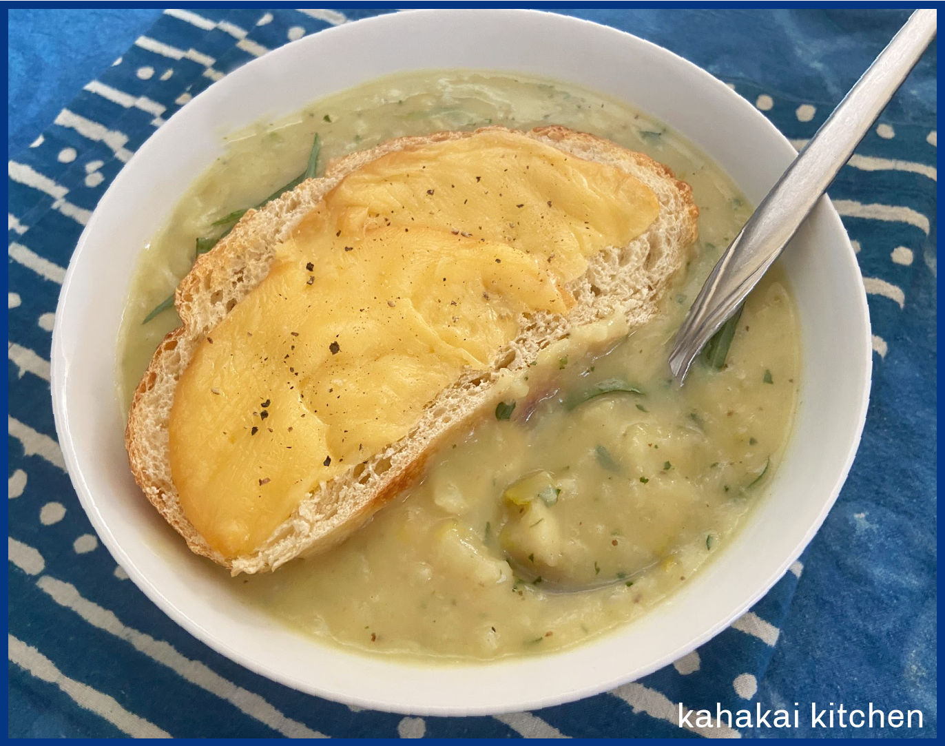 Kahakai Kitchen Nigel Slater's Cauliflower & Leek Soup with Cheesy