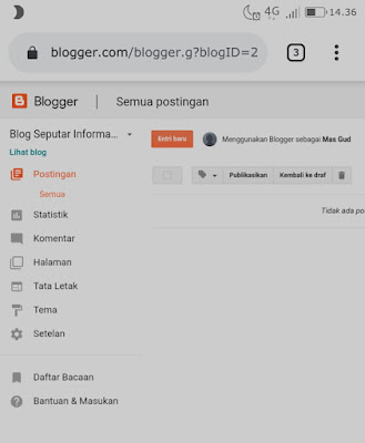 Setelan menu pada blogger