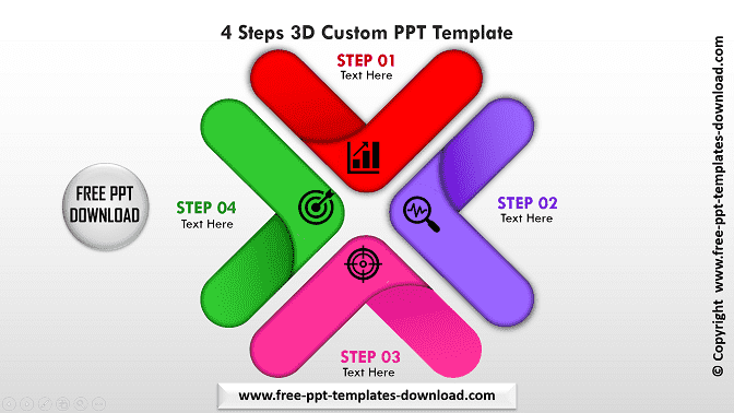 4 Steps 3D Custom PPT Template Download