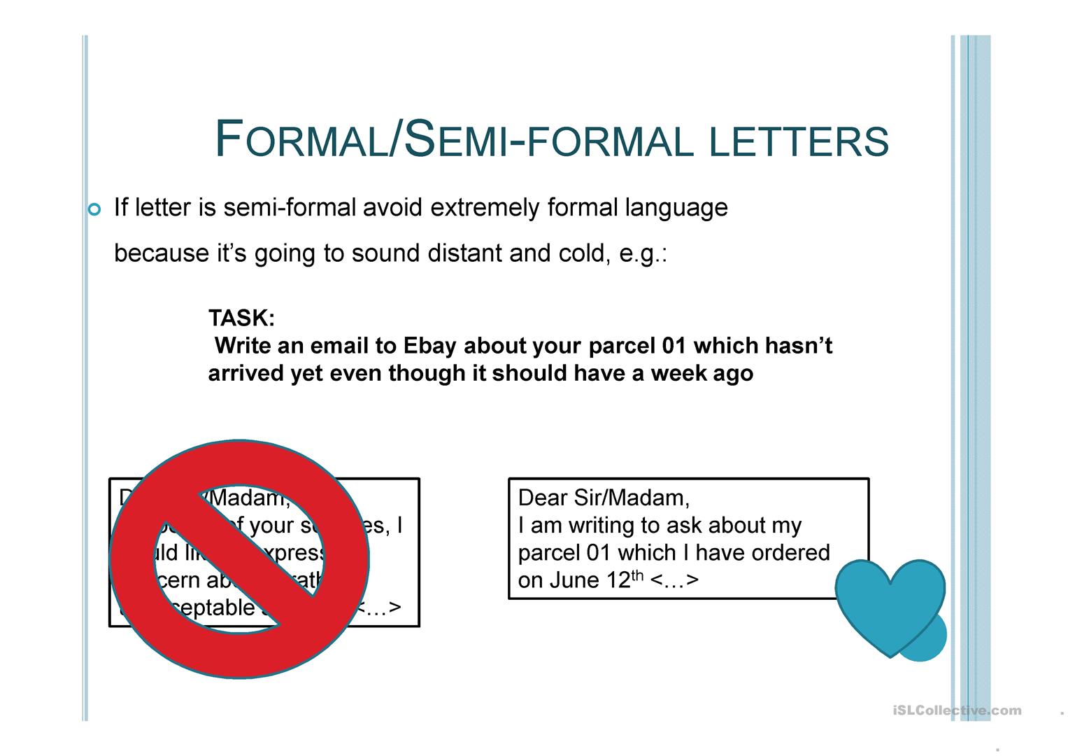 Semi Formal Letter Formal Letters