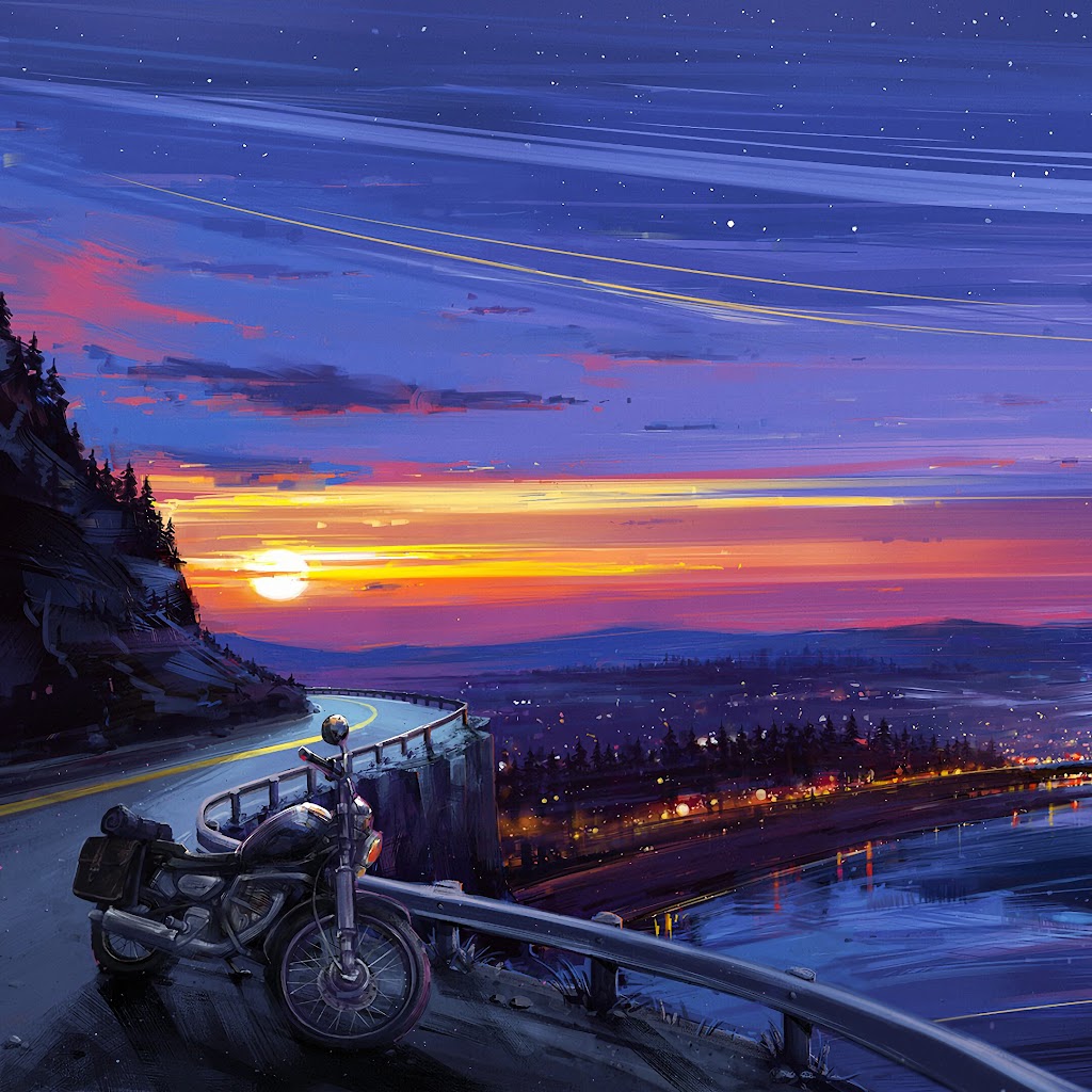 Sunrise, Night, Sky, Landscape, Scenery, Art, 4K, #188 Wallpaper PC Desktop