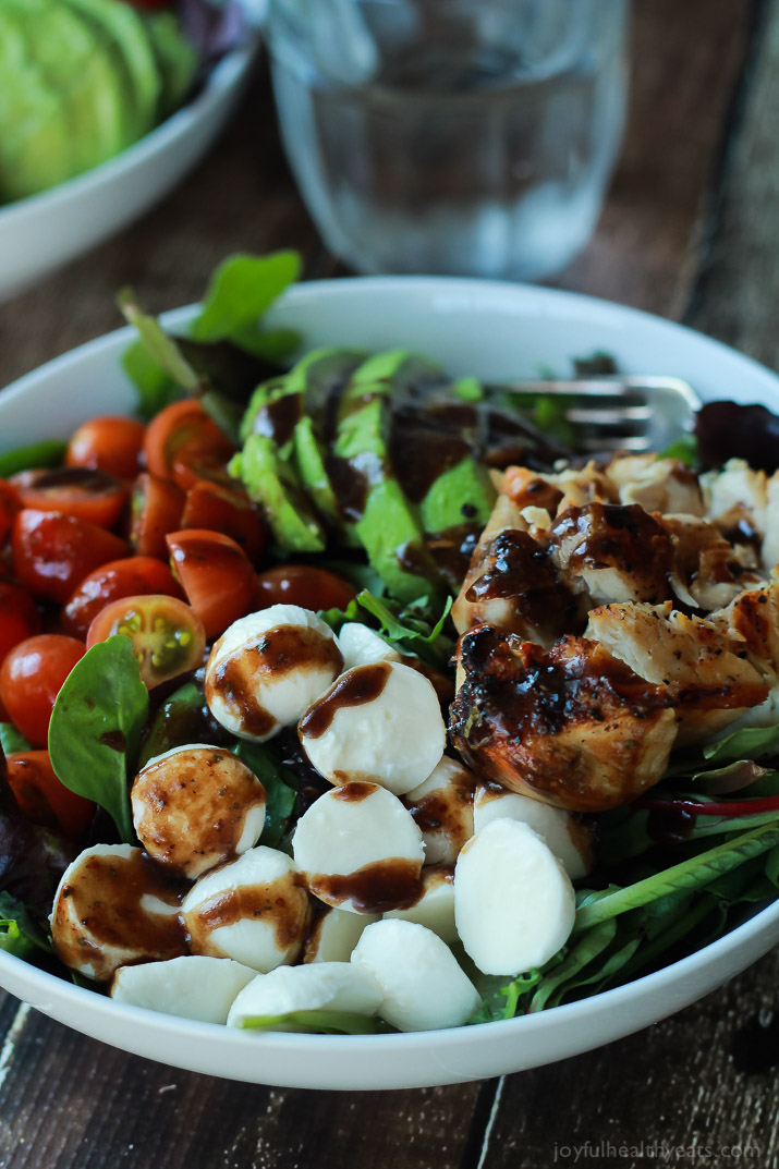 15 MINUTE AVOCADO CAPRESE CHICKEN SALAD WITH BALSAMIC VINAIGRETTE